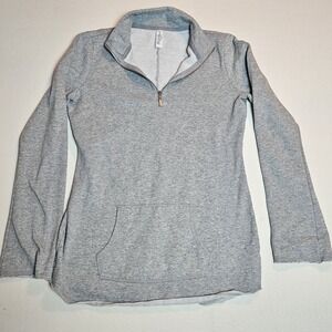 Plush & Lush Gray Fleece 1/4 Zip Pullover Sweatshirt Women's Medium‎ Soft Cozy